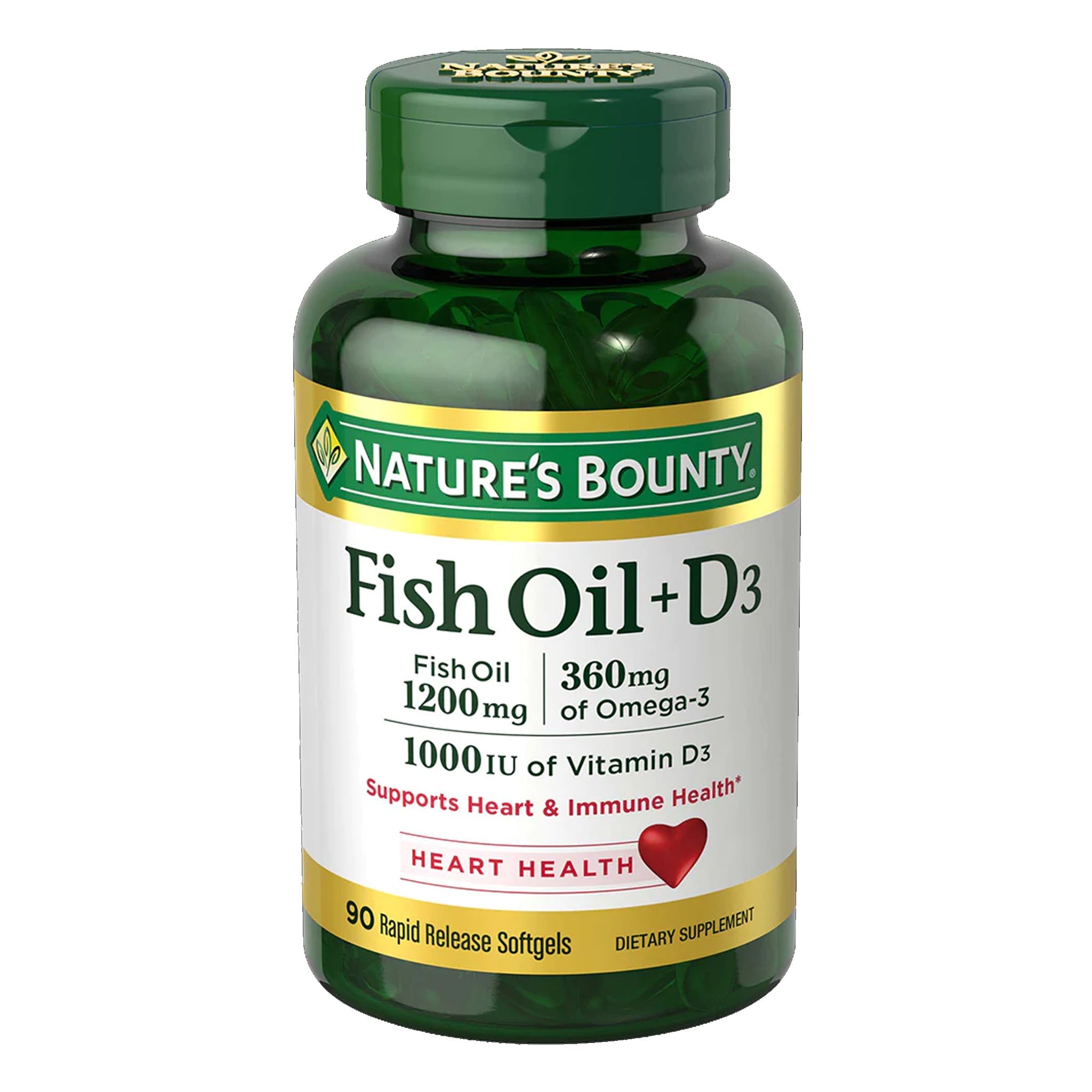 Natures Bounty Fish Oil D3 1200 mg Vit D3 1000 IU